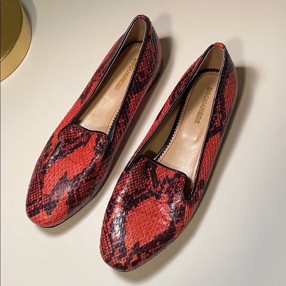 DSQUARED Shoes Dsquared Red Snakeskin Loafers Poshmark